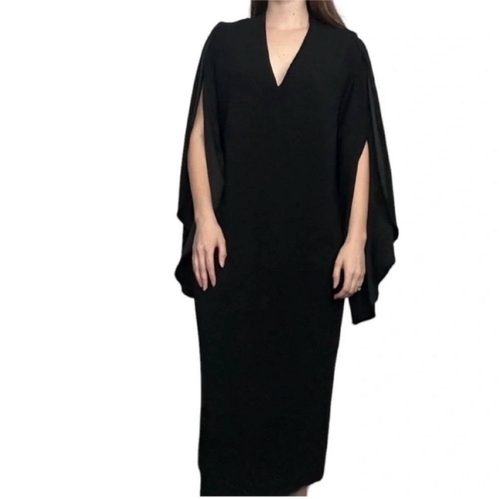 Dion Lee Long Cape Sleeve Midi Dress Black - Picture 2 of 9